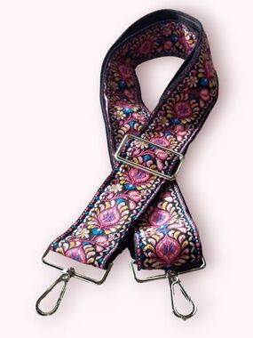 Crossbody Guitar style Floral Woven Purse Strap